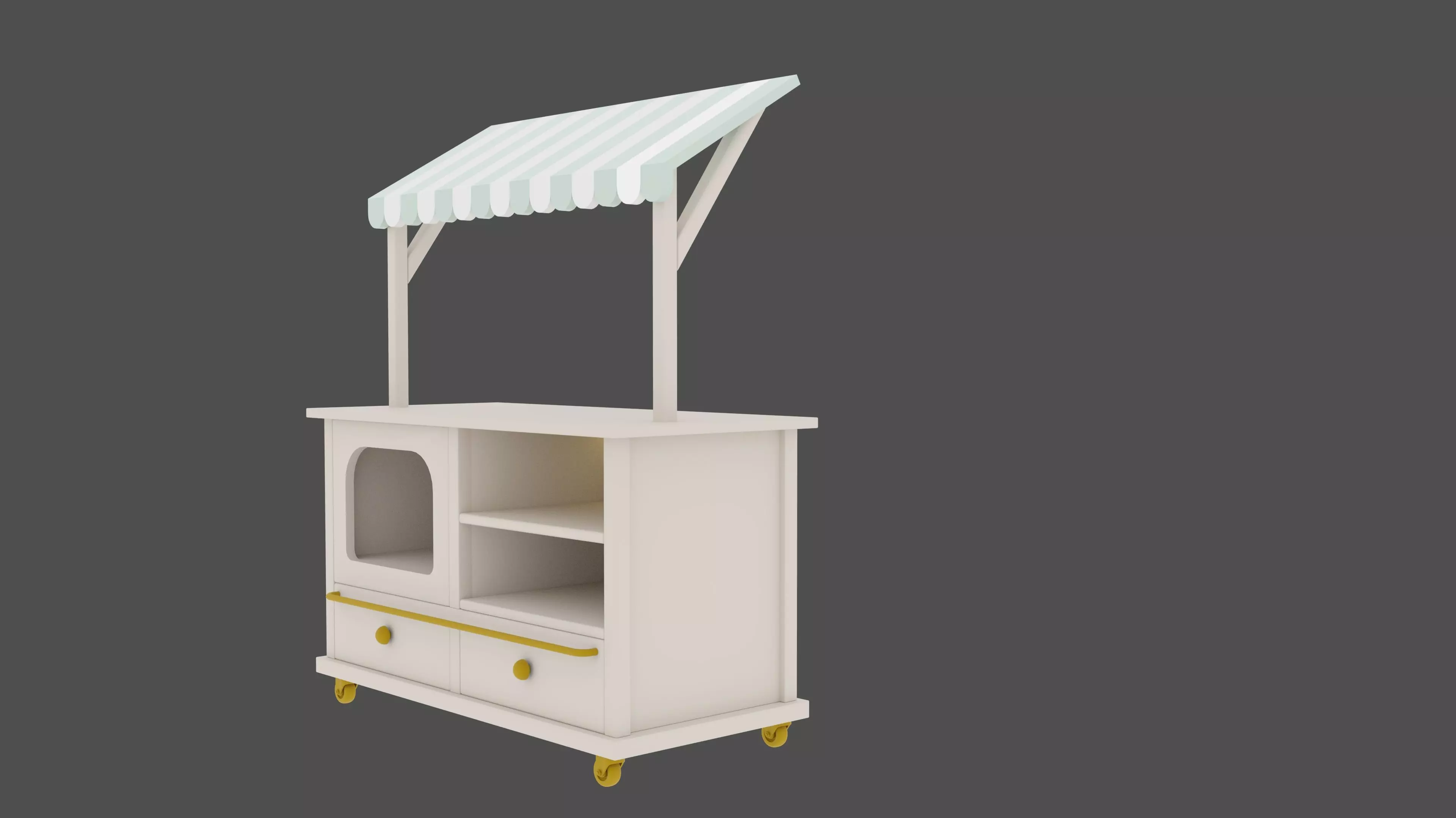 Kids Toy Shop Counter with Awning  3D model_2