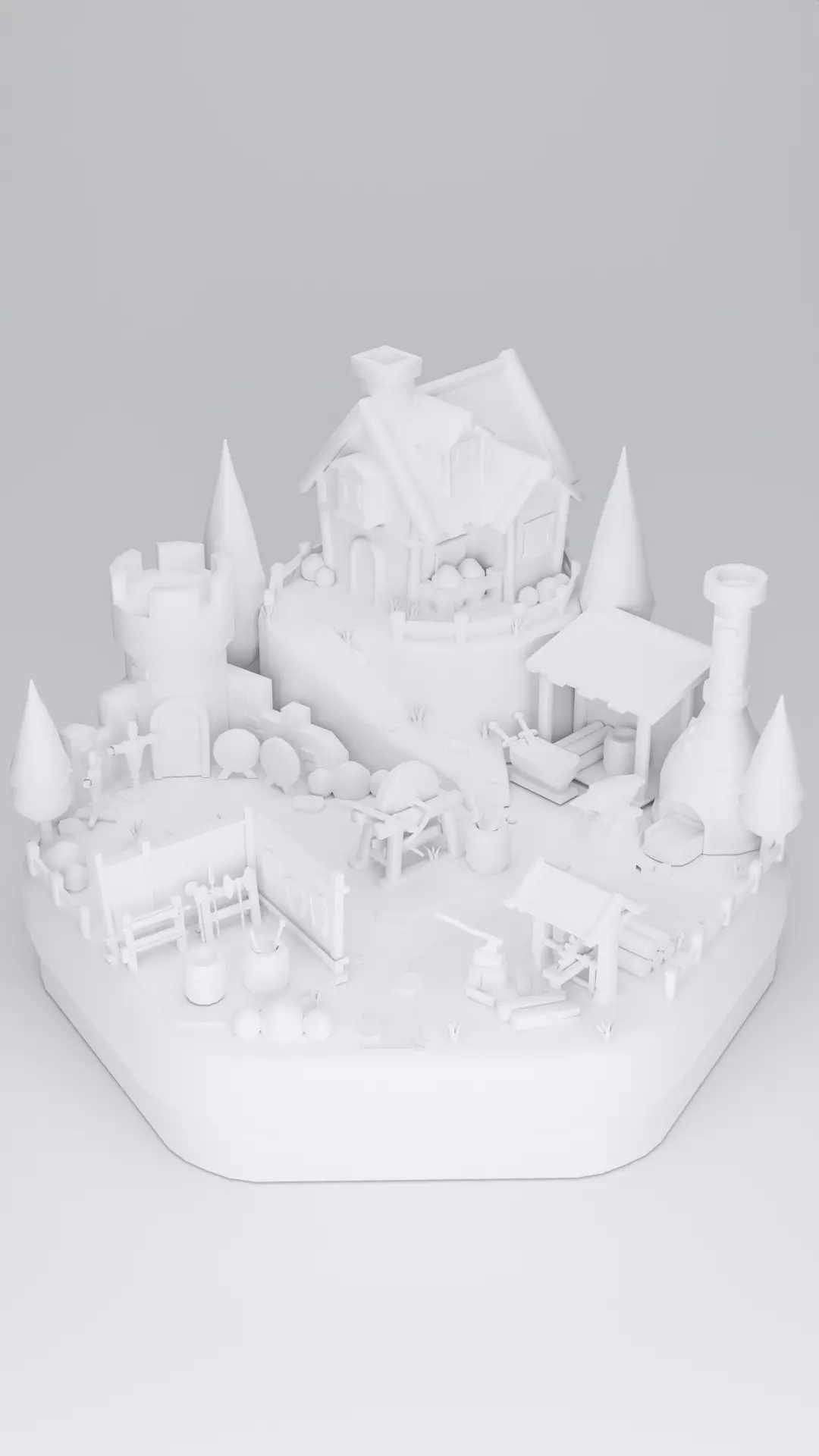 Low Poly Cartoon Blacksmith  Diorama Low-poly 3D model_4