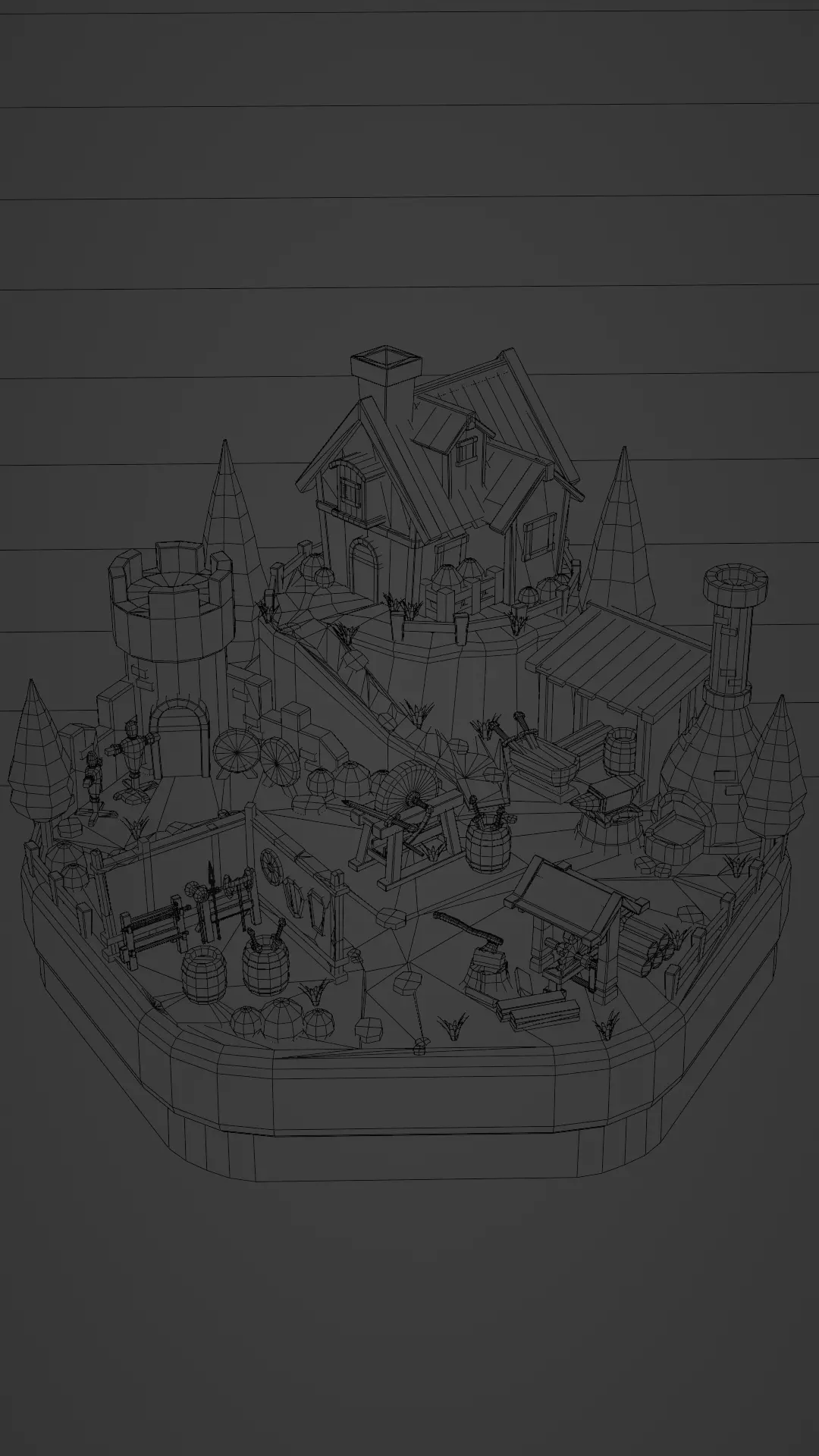 Low Poly Cartoon Blacksmith  Diorama Low-poly 3D model_5