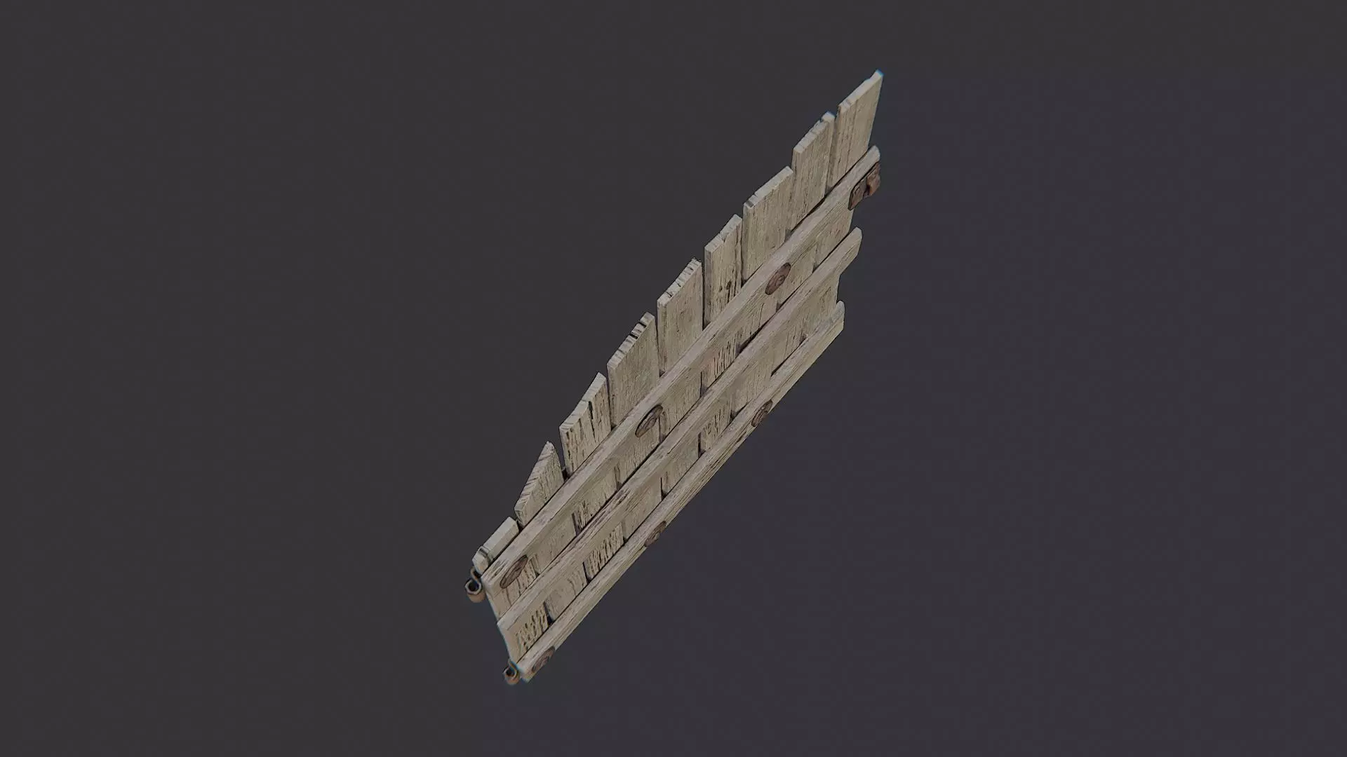 Weathered wooden arch gate exterior entrance Low-poly 3D model_4