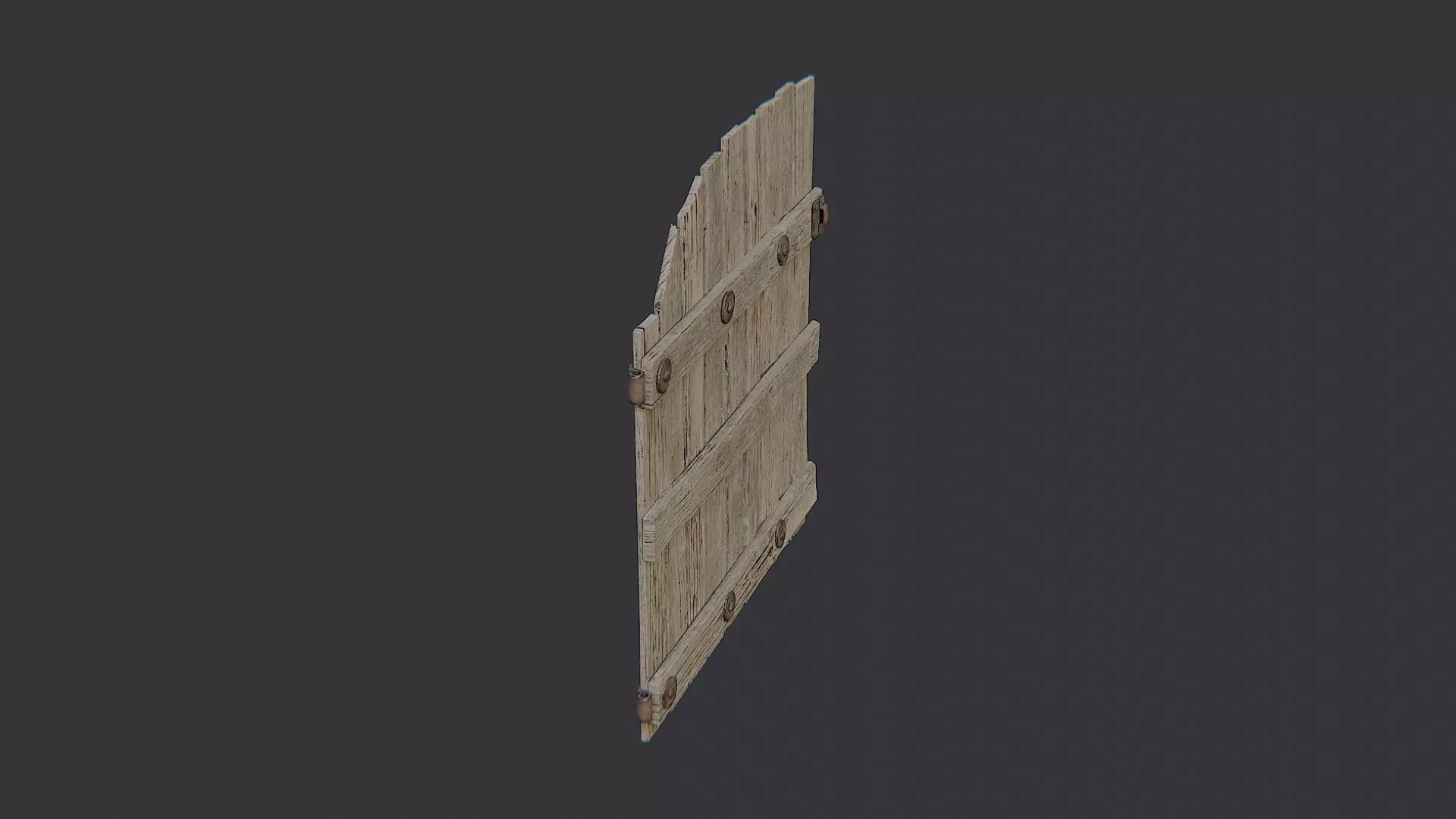 Weathered wooden arch gate exterior entrance Low-poly 3D model_0