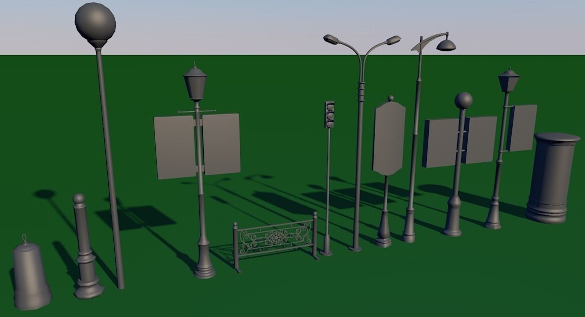 Street Lighting Set free VR / AR / lowpoly 3D model CGTrader
