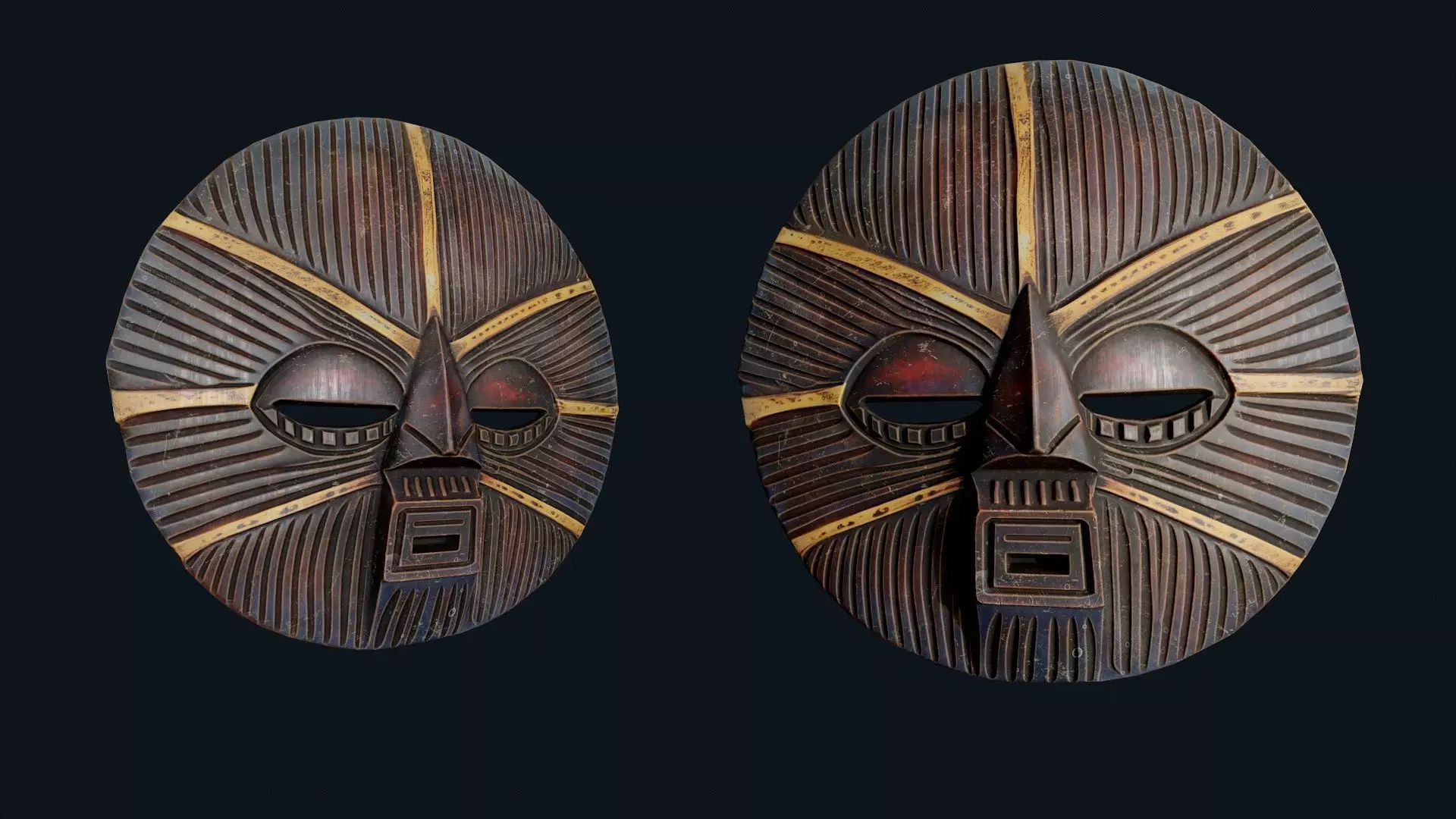 African Decor Mask 7 Low-poly 3D model_1