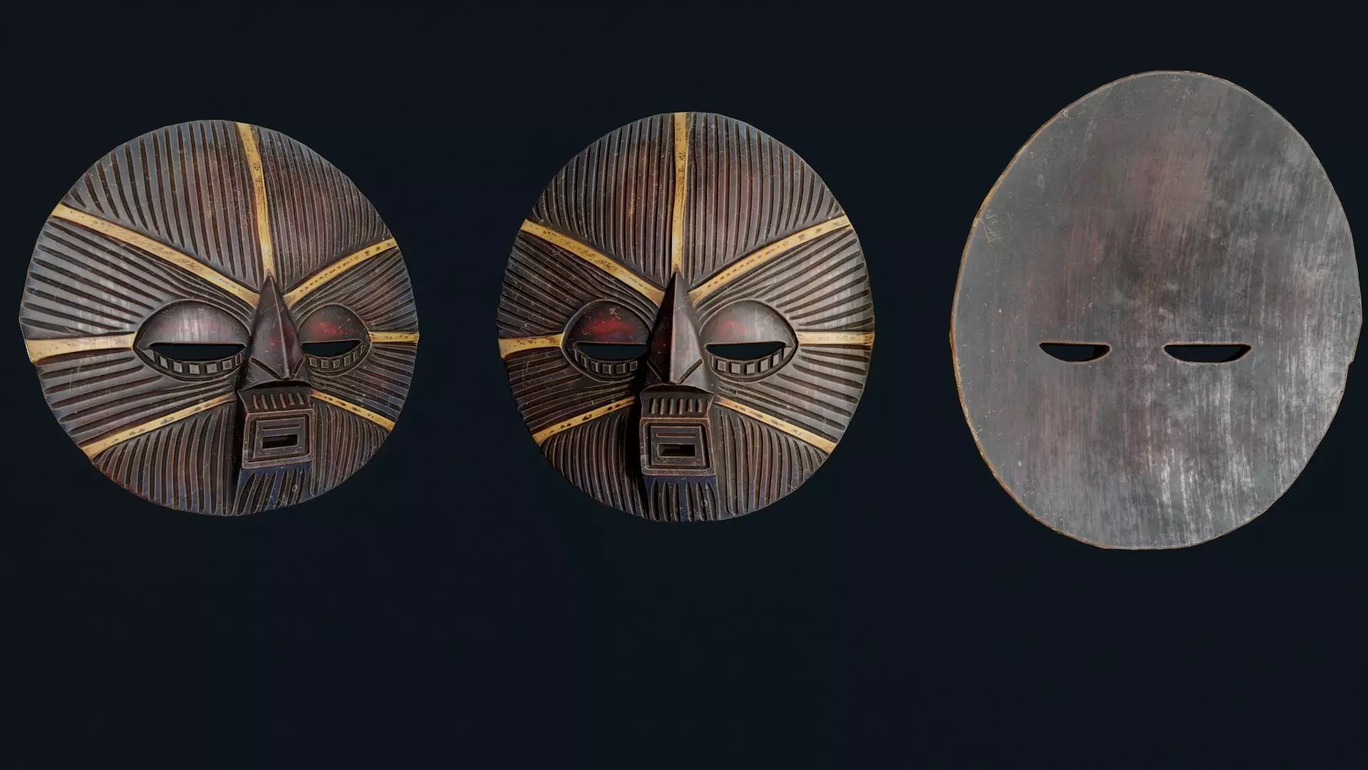 African Decor Mask 7 Low-poly 3D model_2