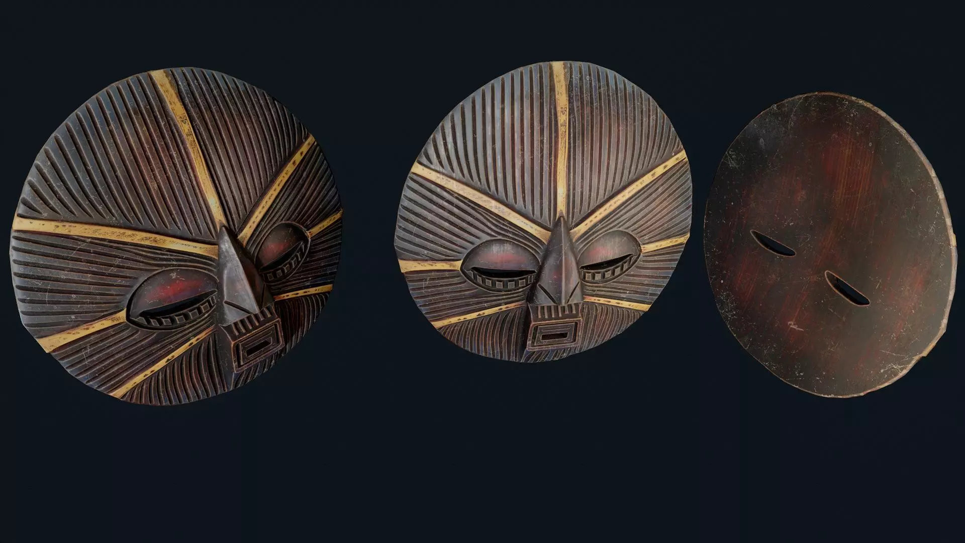 African Decor Mask 7 Low-poly 3D model_4