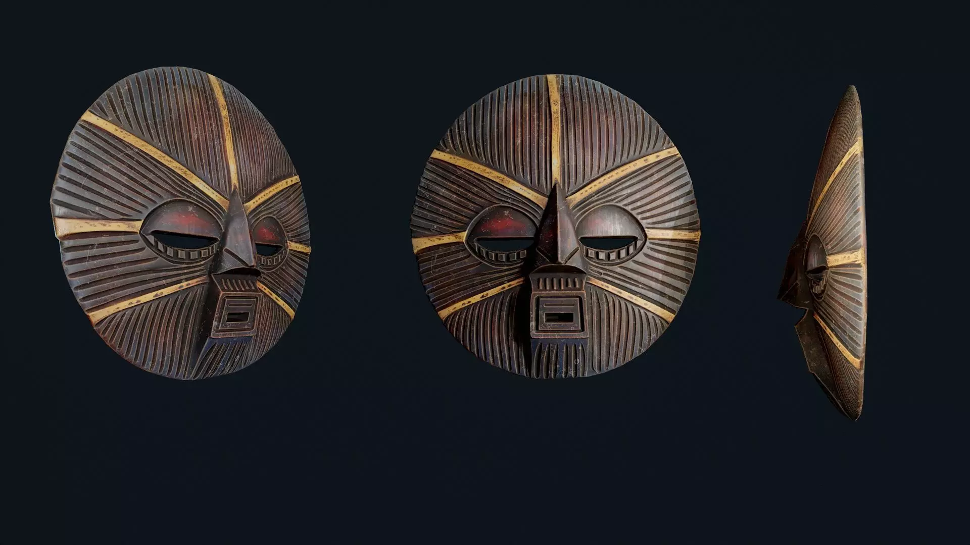 African Decor Mask 7 Low-poly 3D model_3