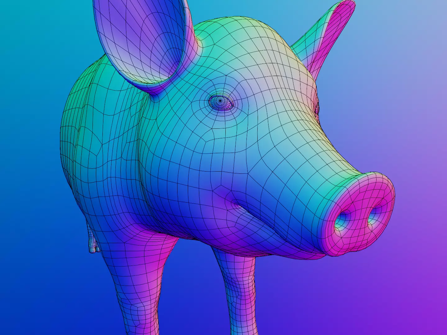 Pig realistic Low-poly 3D model_13