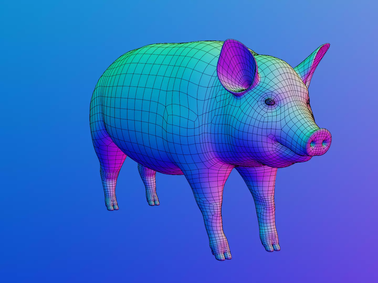Pig realistic Low-poly 3D model_12