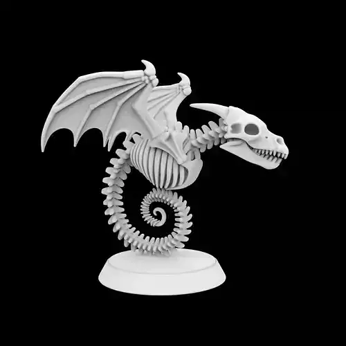 Ancient Bone Dragon Curled Statue 3D Print Model
