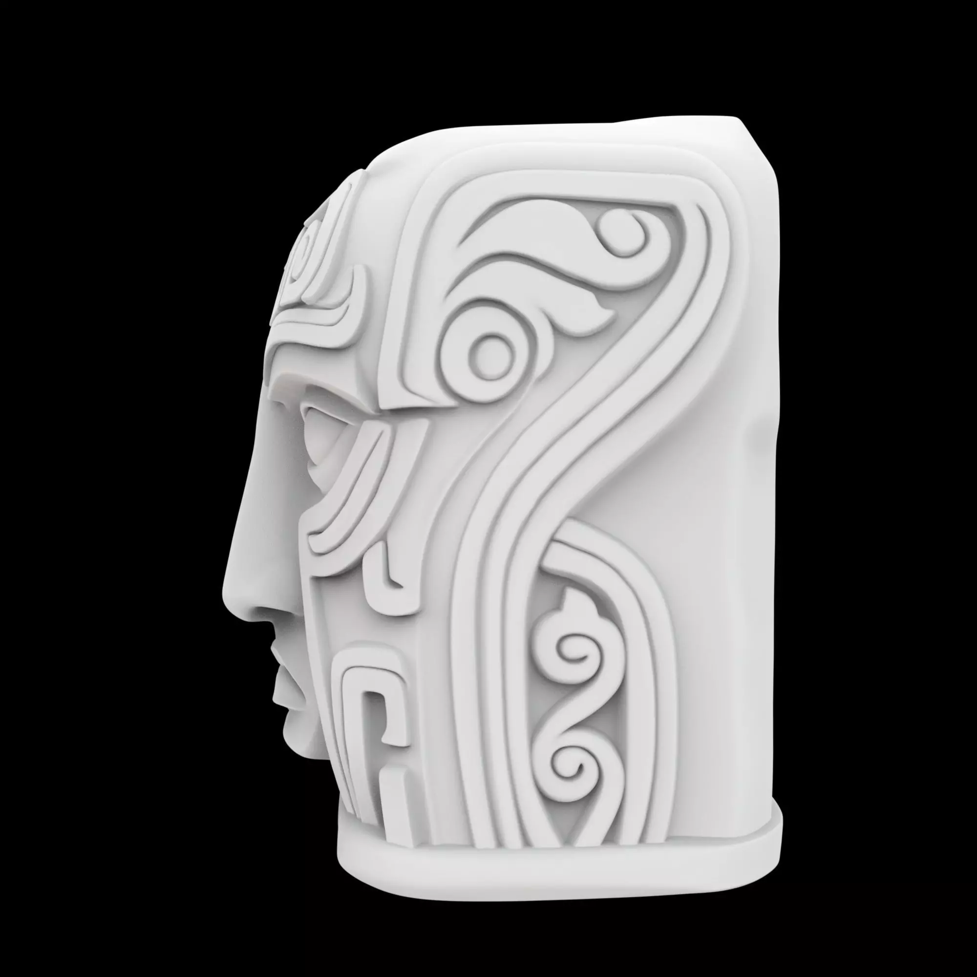 Ancient Stone Face Block 3D Print Model 3D print model_2