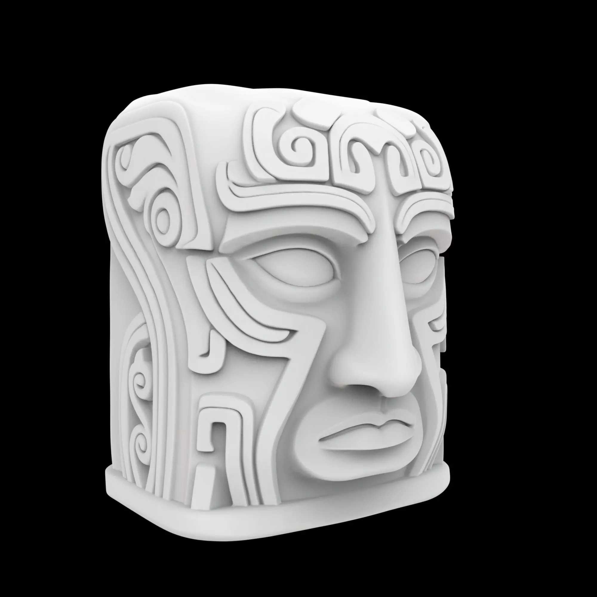 Ancient Stone Face Block 3D Print Model 3D print model_0