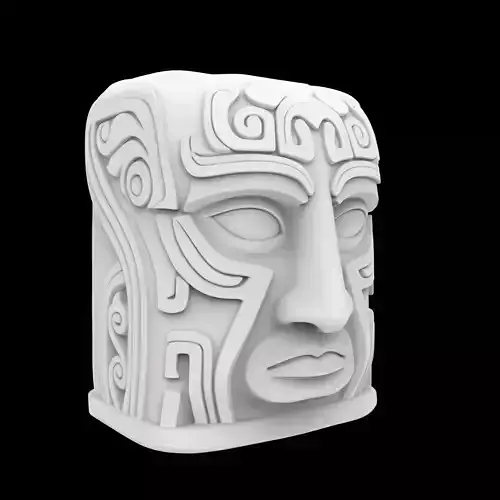 Ancient Stone Face Block 3D Print Model
