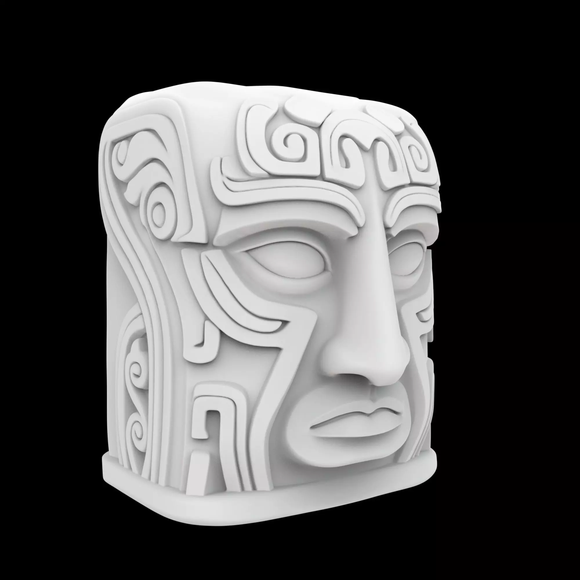 Ancient Stone Face Block 3D Print Model 3D print model_6
