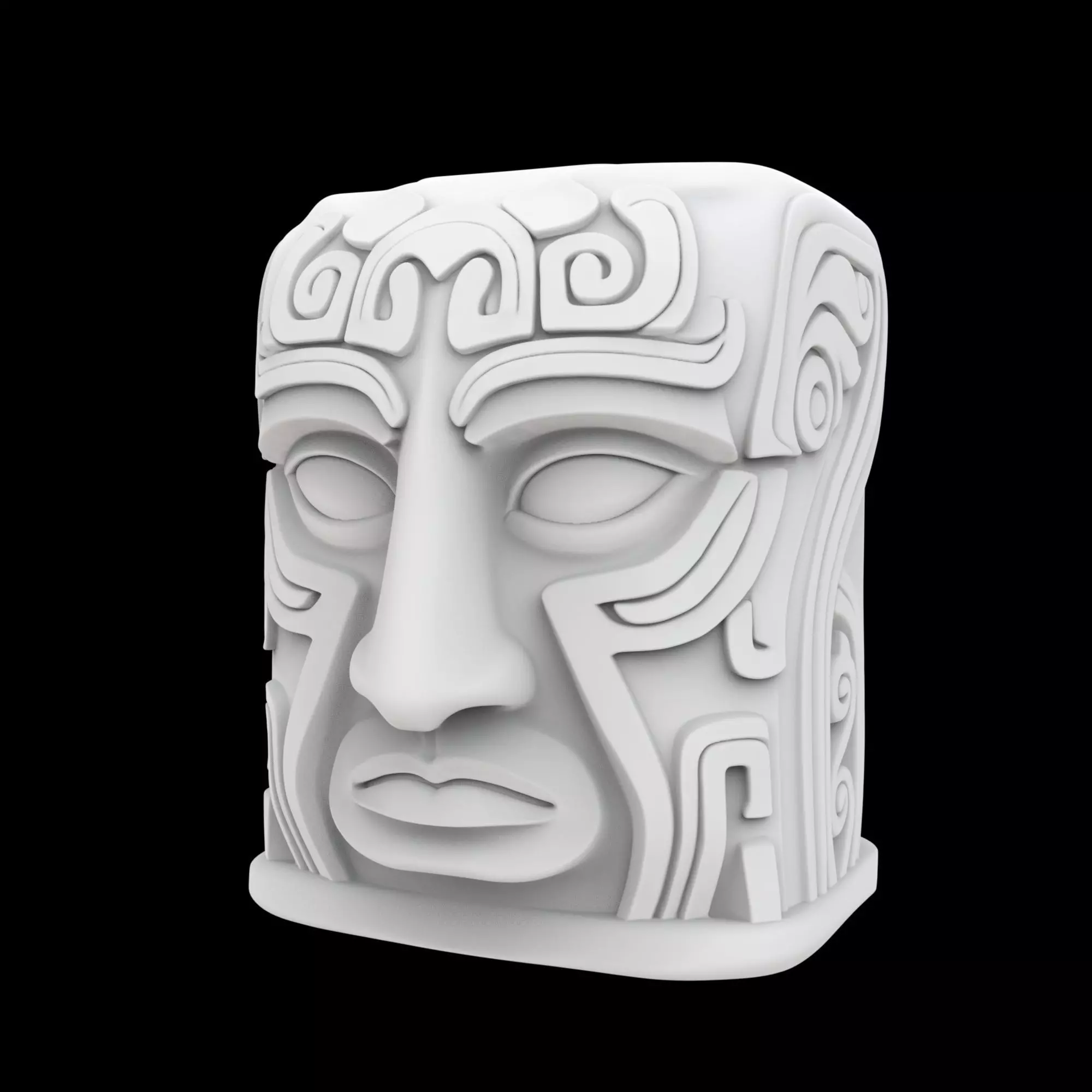 Ancient Stone Face Block 3D Print Model 3D print model_1