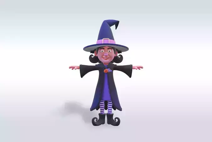 Adorable Witch Halloween Character 