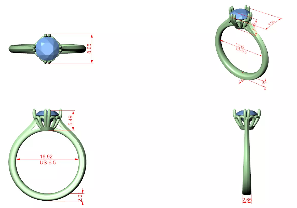 Mono Solitaire Ring 3dm stl renders animation videos details 3D print model_1