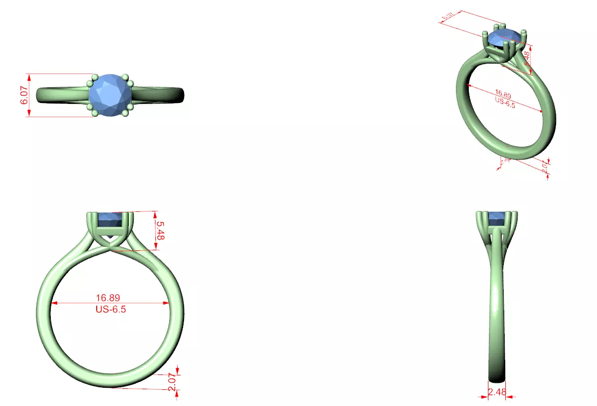 Mono Solitaire Ring 3dm stl renders animation videos 3D print model_1