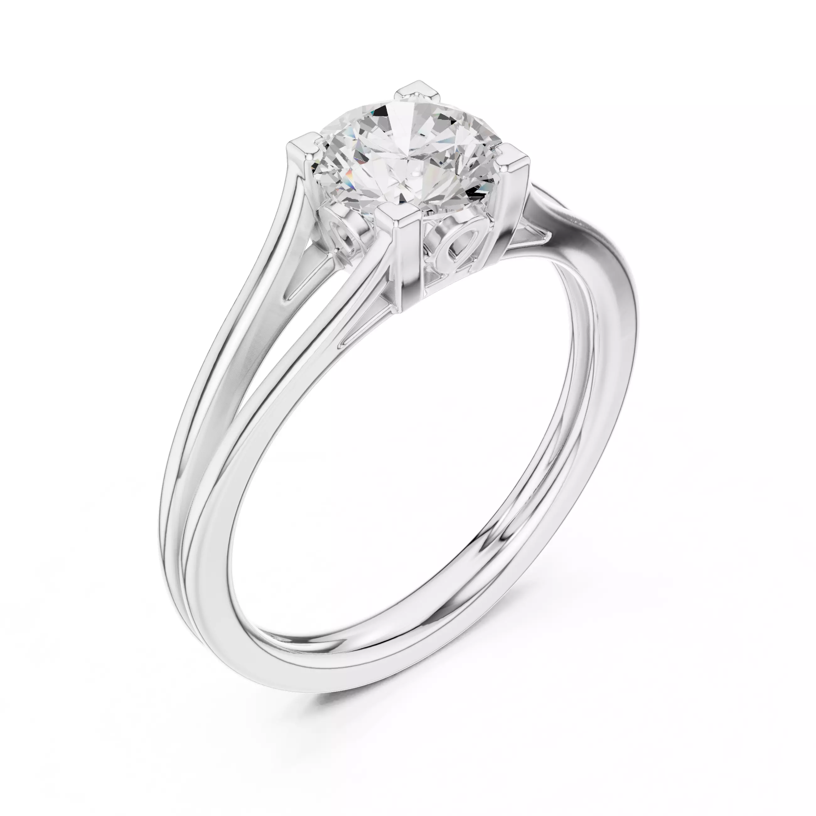 Mono Solitaire Dual Line Ring 3dm stl renders animation 3D print model_7