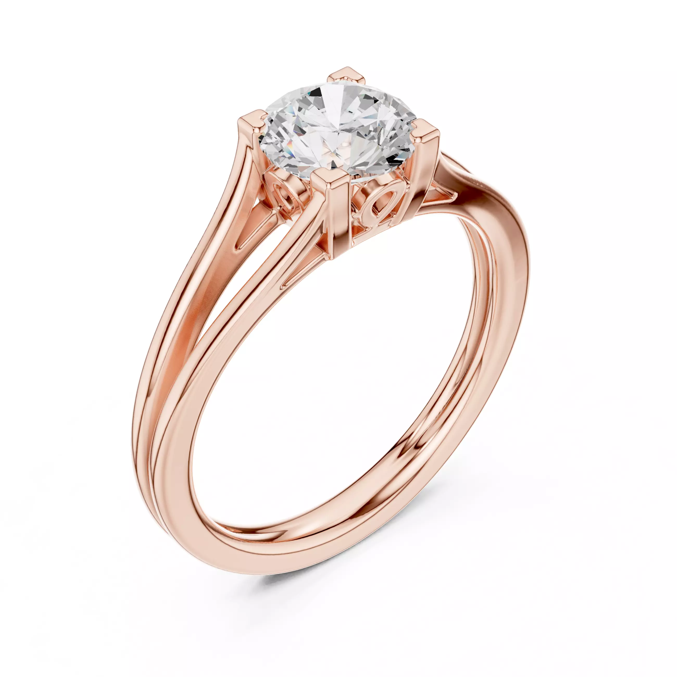 Mono Solitaire Dual Line Ring 3dm stl renders animation 3D print model_4