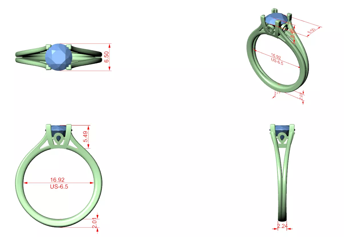 Mono Solitaire Dual Line Ring 3dm stl renders animation 3D print model_1