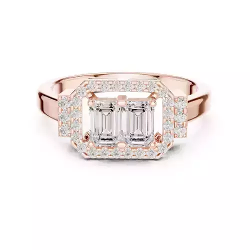 Duo Emerald Halo Solitaire Ring 3dm stl renders animation