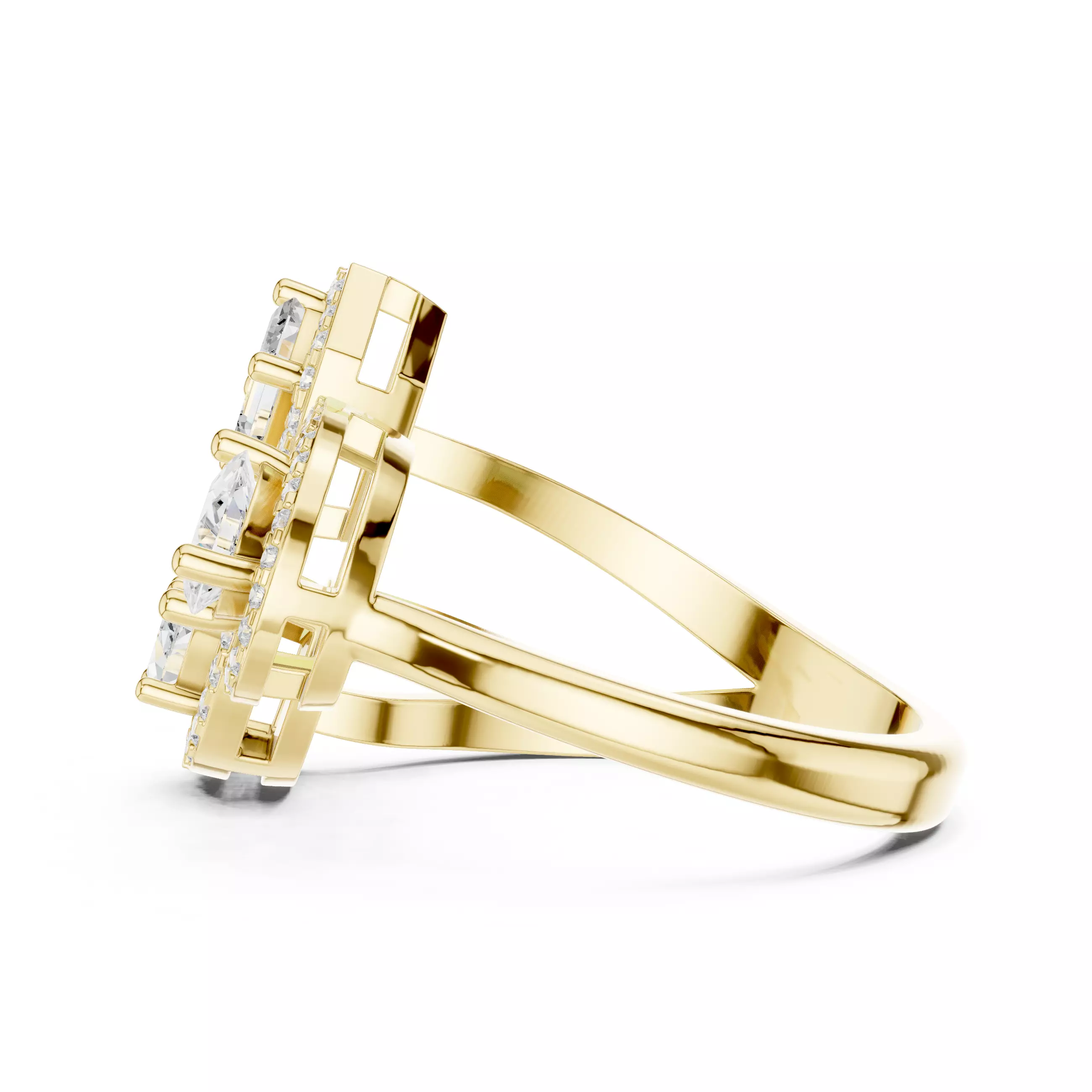 Trio Toi et Moi Solitaire Ring 3dm stl renders animation 3D print model_12