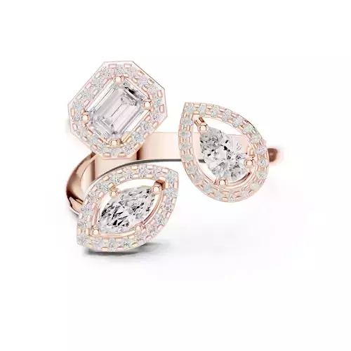 Trio Toi et Moi Solitaire Ring 3dm stl renders animation