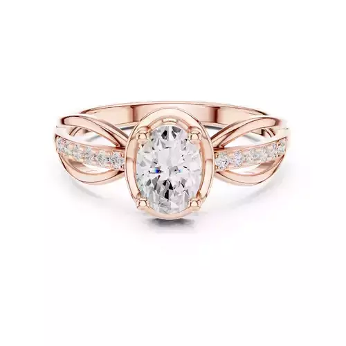 Oval Wire Mesh Solitaire Ring 3dm stl renders animation