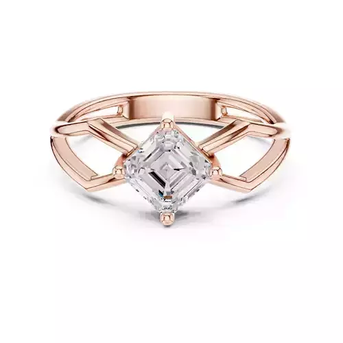 Emerald Mono Solitaire Crossed Shank Ring 3dm stl renders