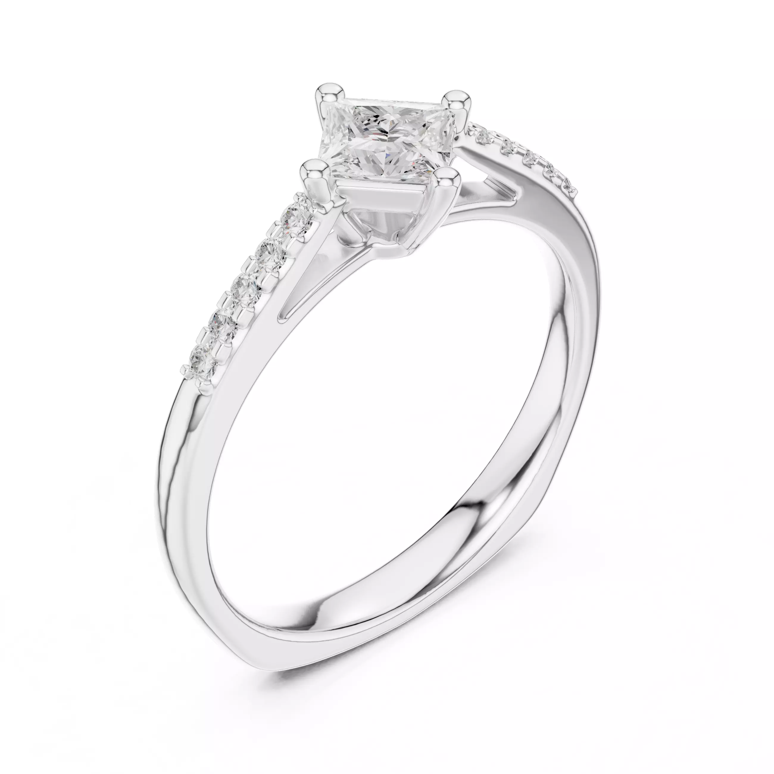 Princess Solitaire Ring 3dm stl renders animation videos 3D print model_7