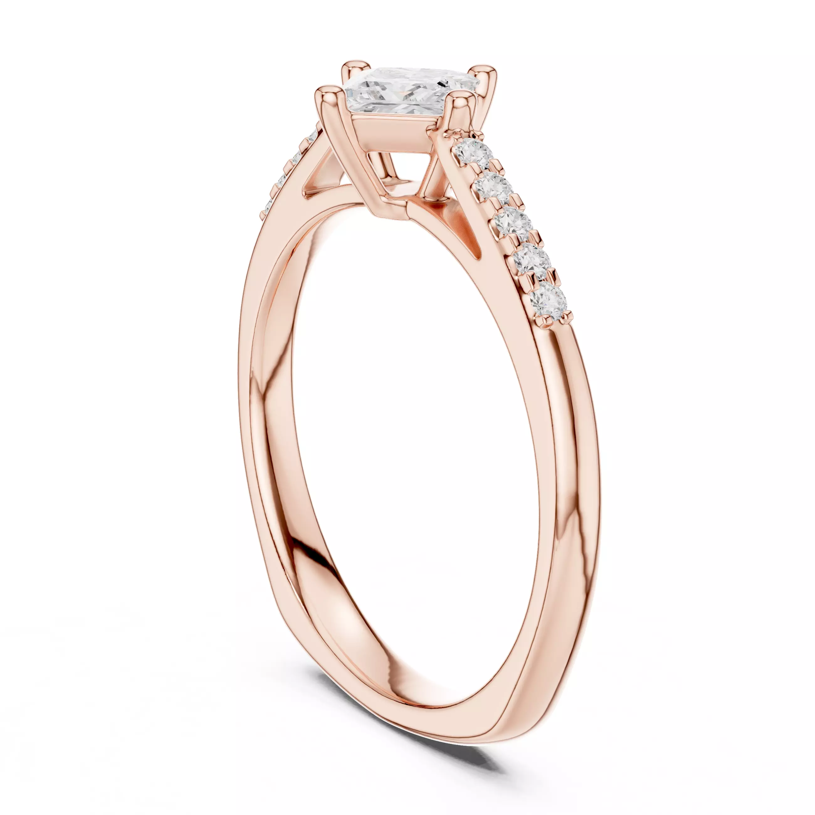 Princess Solitaire Ring 3dm stl renders animation videos 3D print model_3