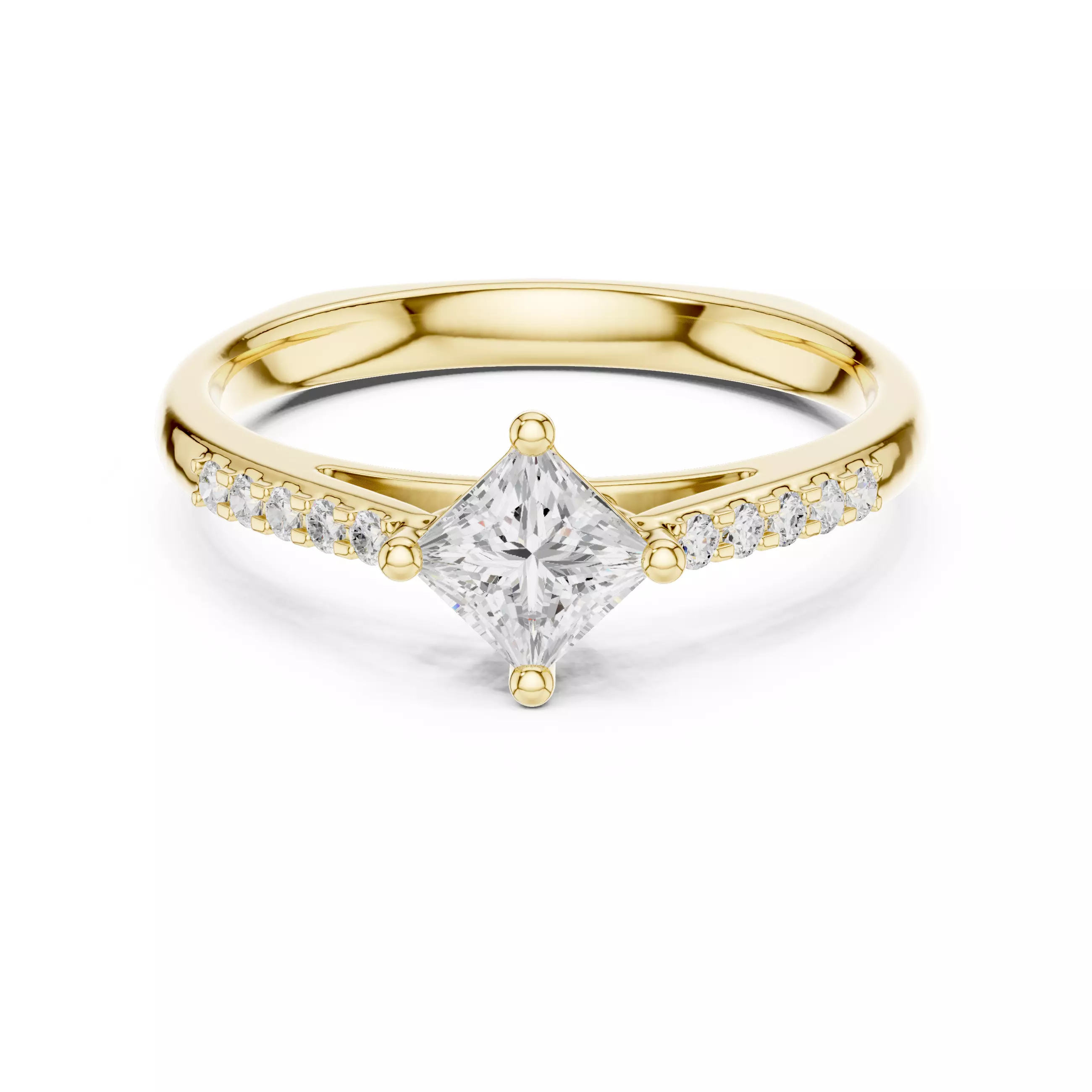 Princess Solitaire Ring 3dm stl renders animation videos 3D print model_13