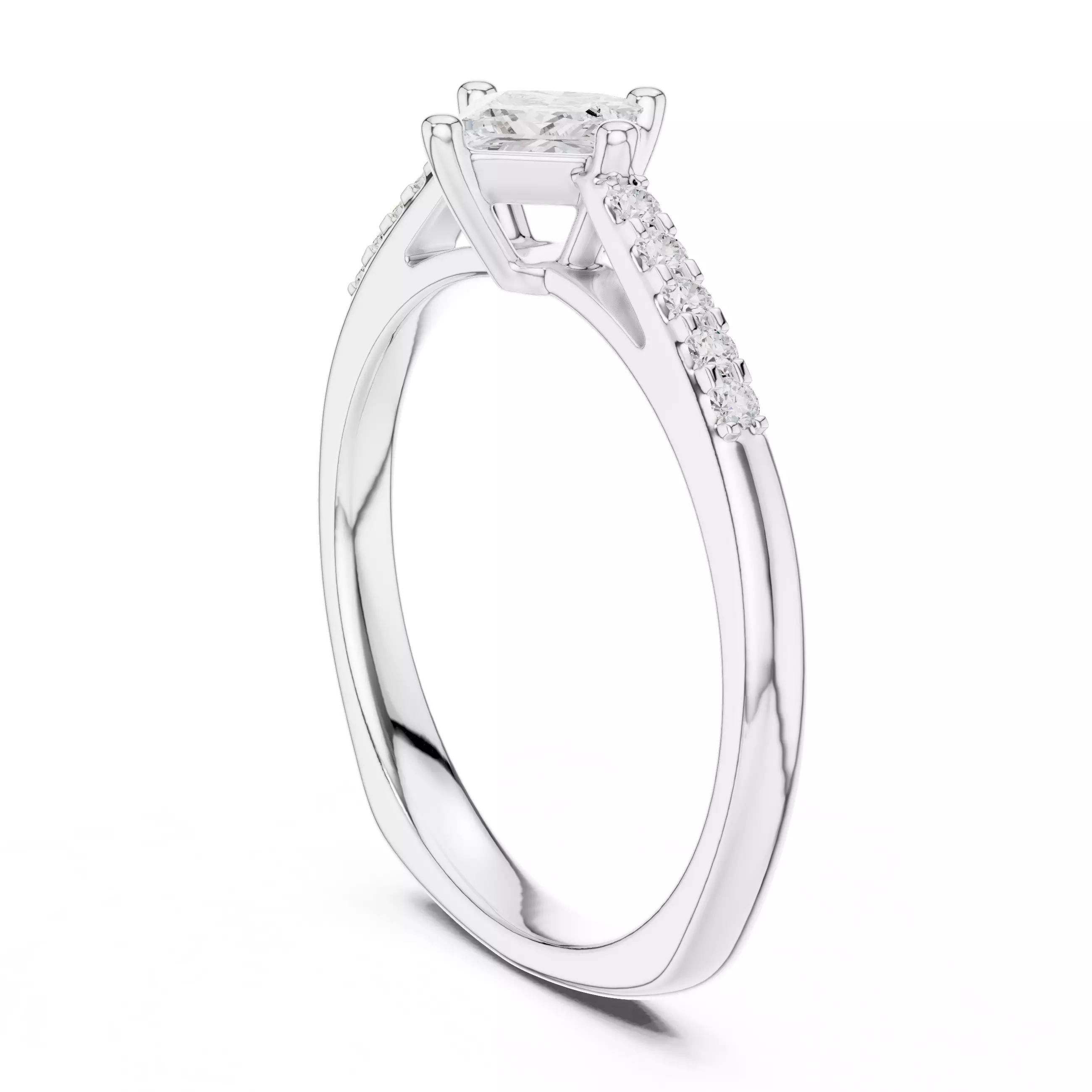 Princess Solitaire Ring 3dm stl renders animation videos 3D print model_6