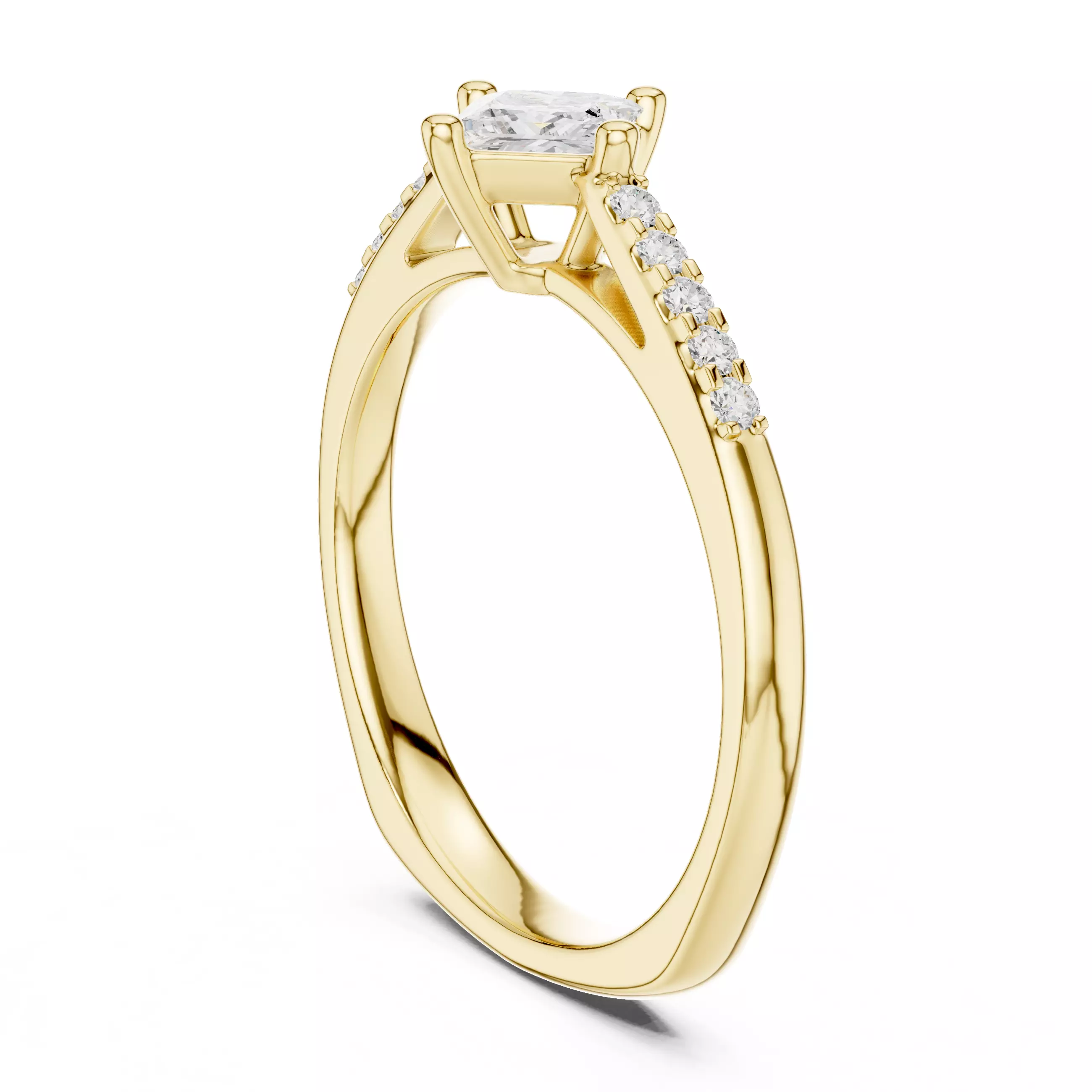 Princess Solitaire Ring 3dm stl renders animation videos 3D print model_10