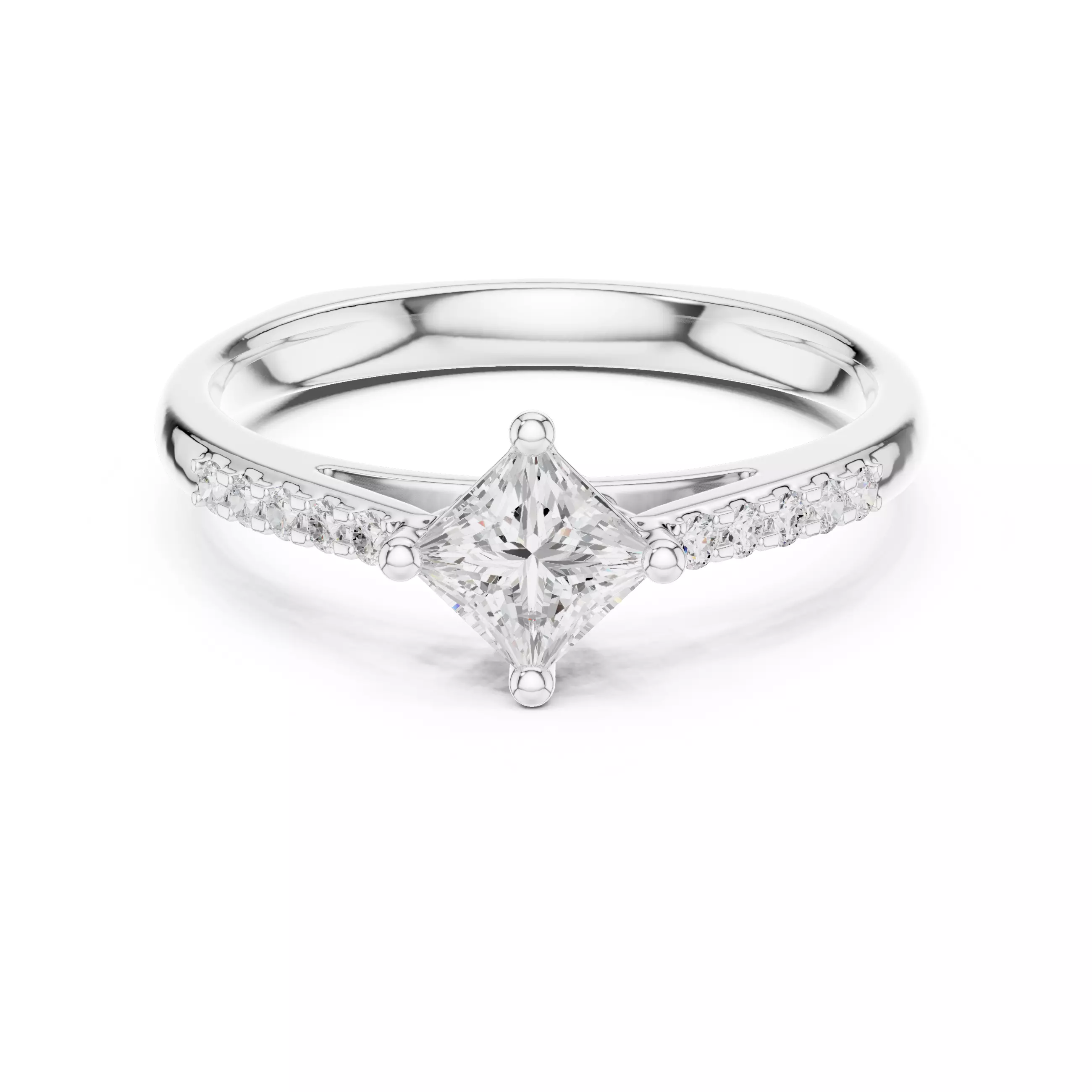 Princess Solitaire Ring 3dm stl renders animation videos 3D print model_9