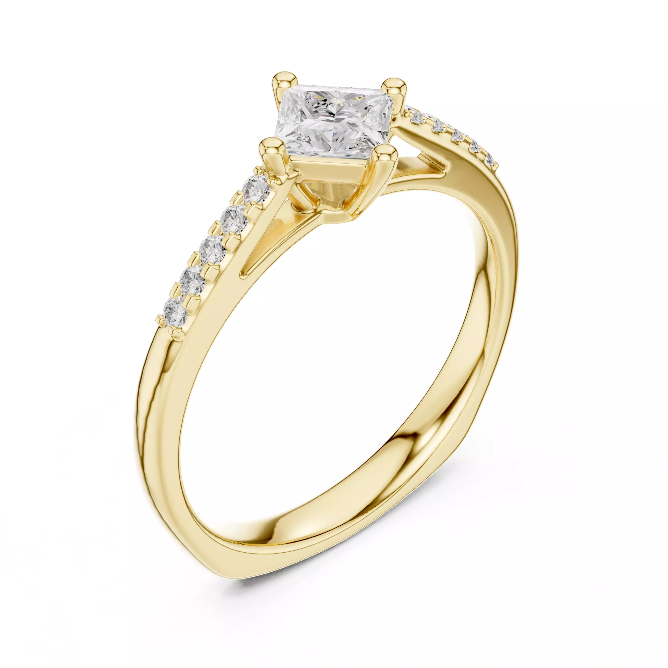 Princess Solitaire Ring 3dm stl renders animation videos 3D print model_11