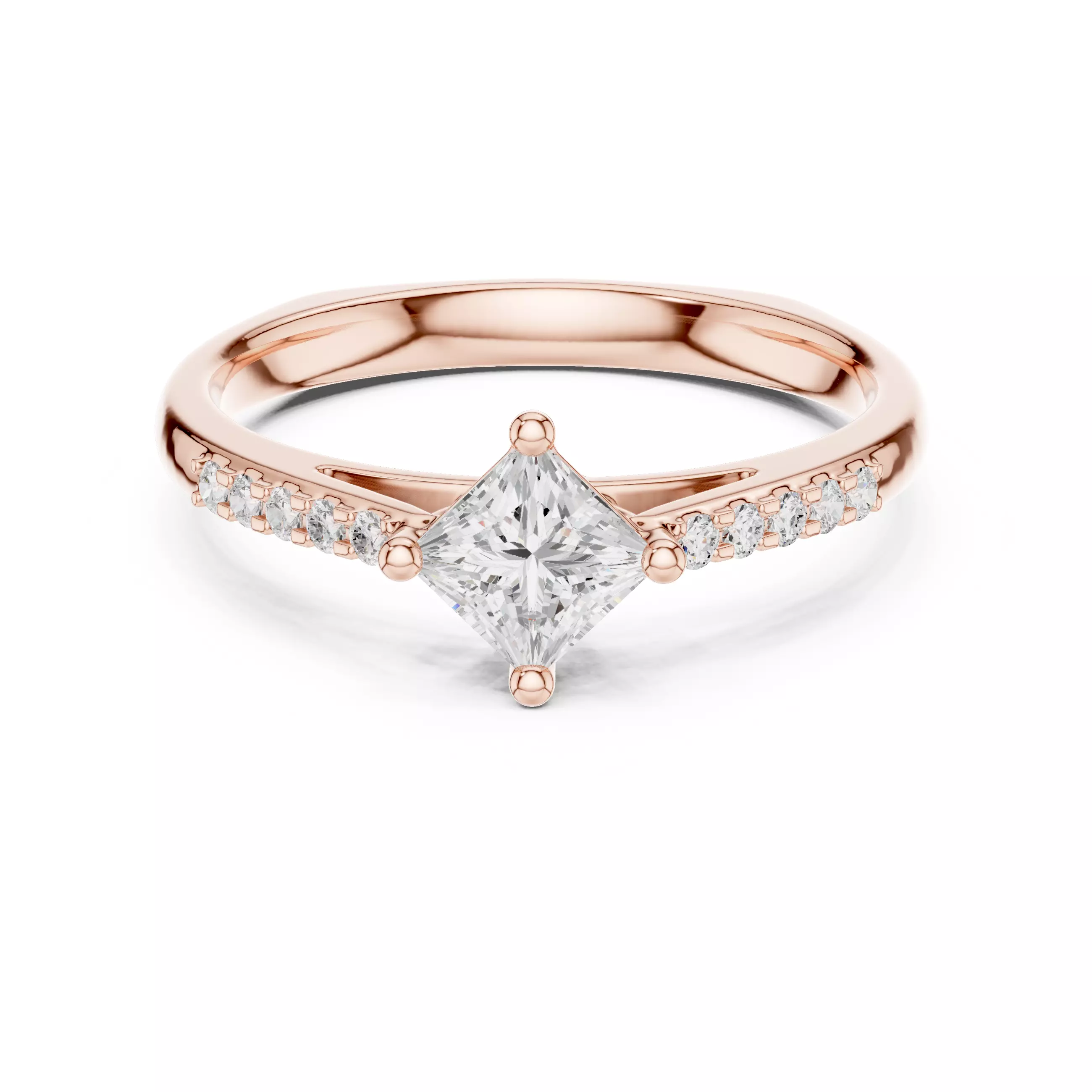 Princess Solitaire Ring 3dm stl renders animation videos 3D print model_0