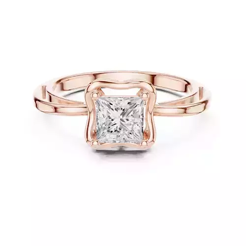 Princess Mono Solitaire Wire Shank Ring 3dm stl renders