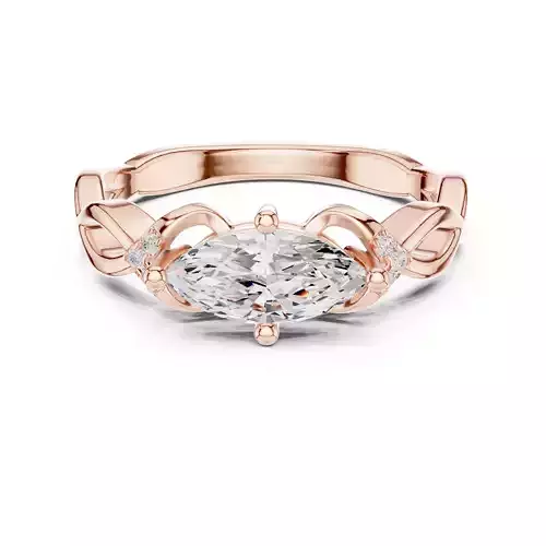 Marquise Solitaire Twisted Wire Shank Ring 3dm stl renders