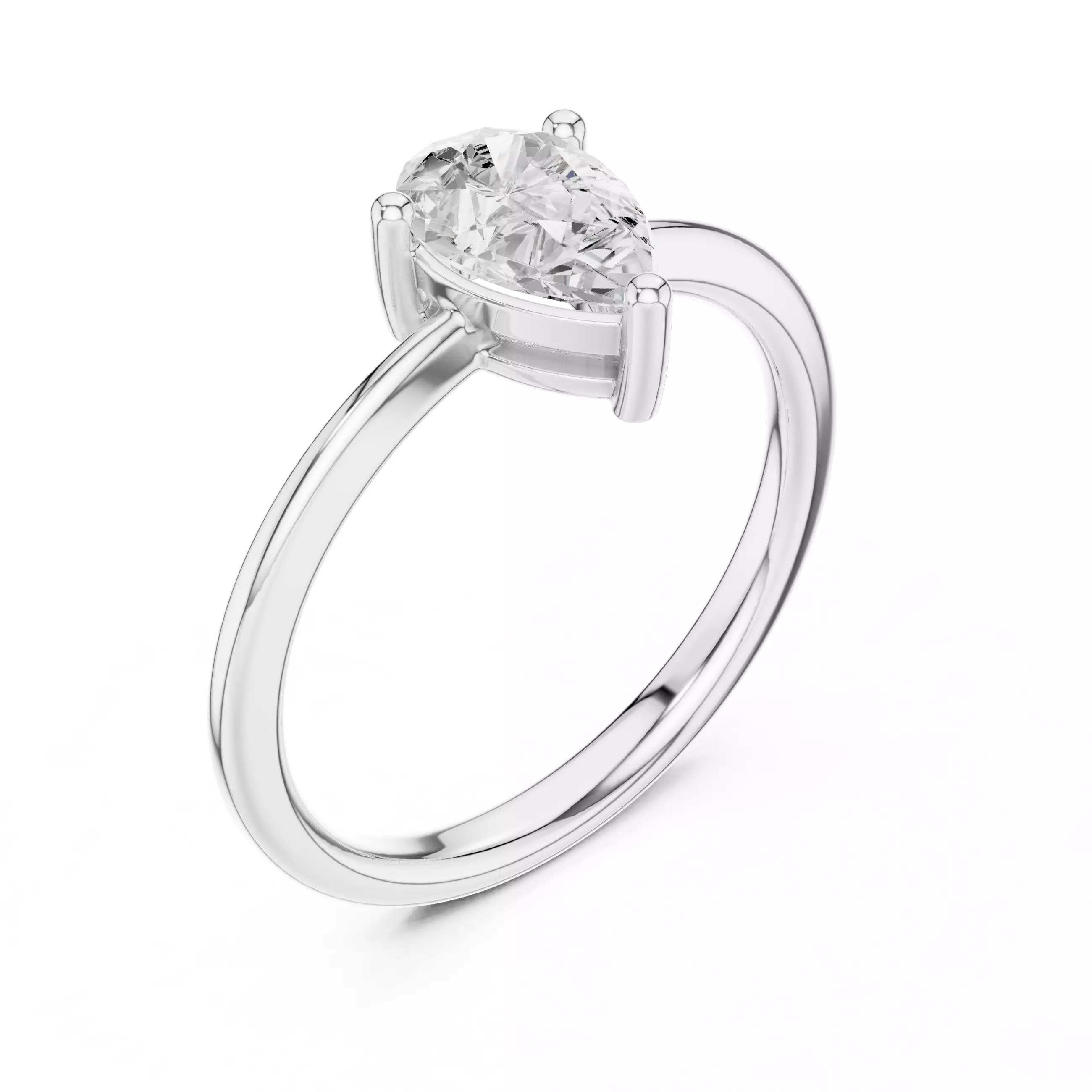 Pear Mono Solitaire Ring 3dm stl renders animation video 3D print model_7