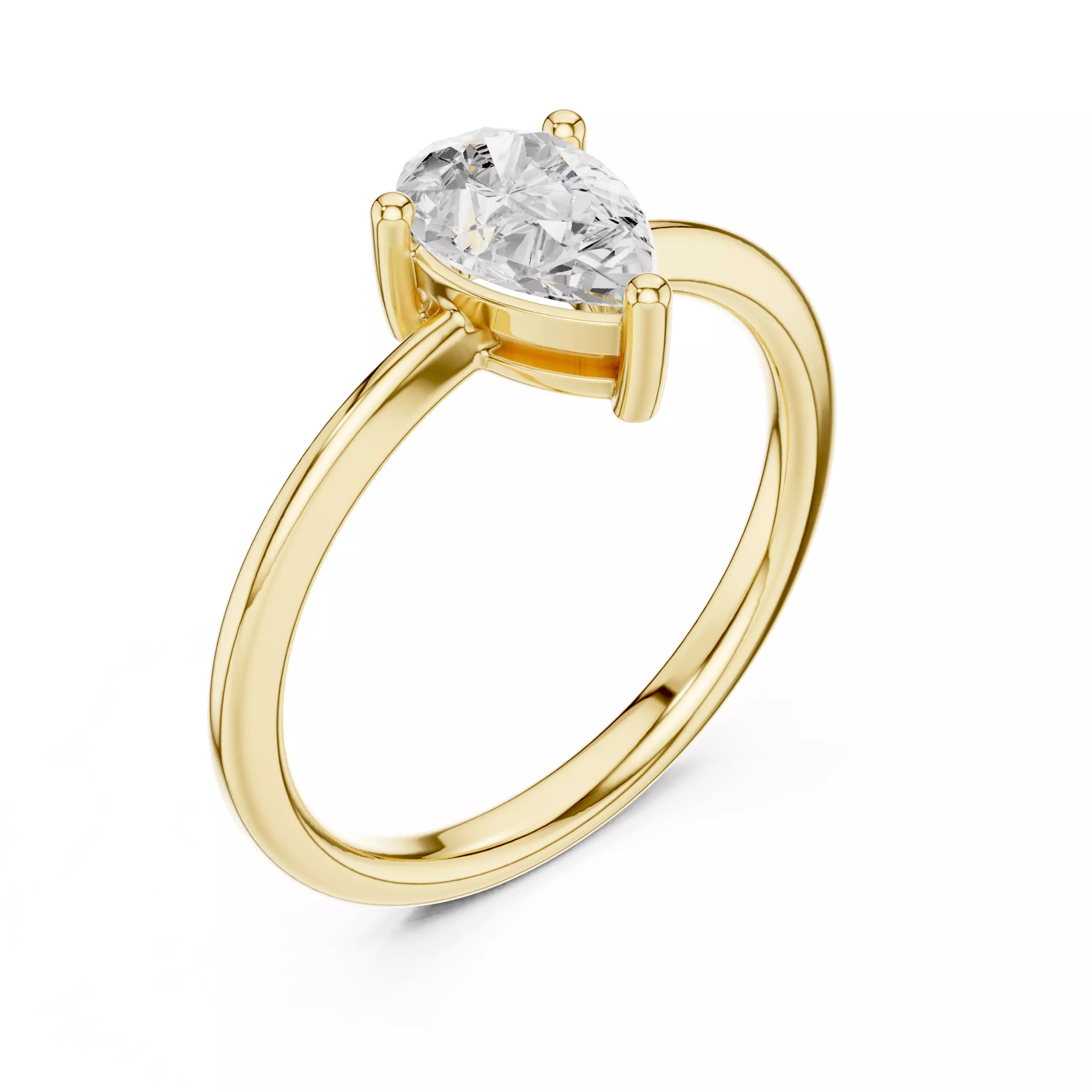 Pear Mono Solitaire Ring 3dm stl renders animation video 3D print model_11