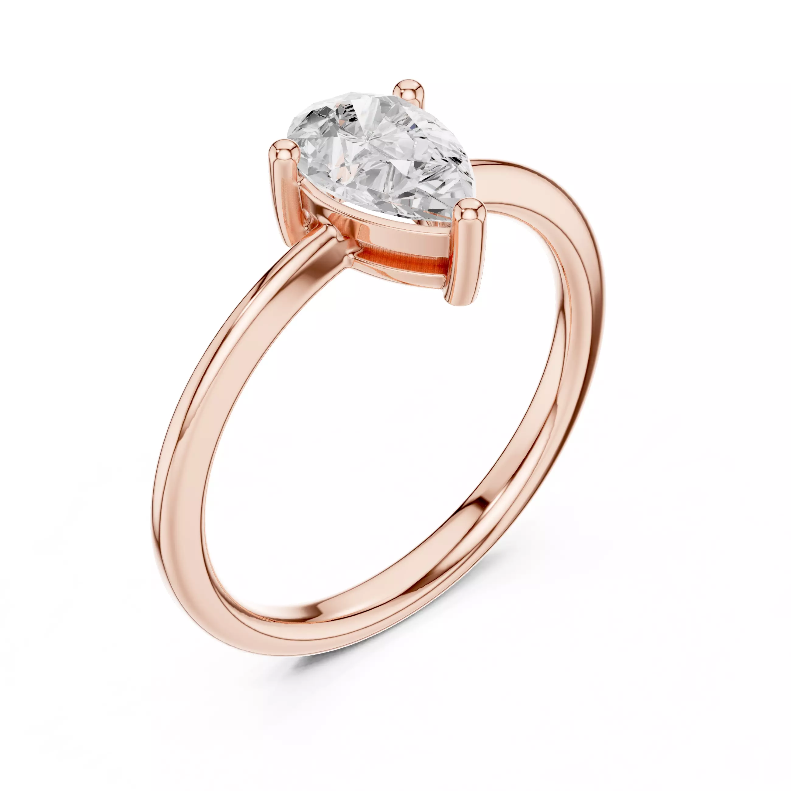 Pear Mono Solitaire Ring 3dm stl renders animation video 3D print model_4