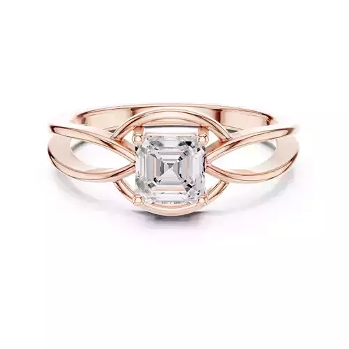 Square Emerald Twsited Shank Solitaire Ring 3dm stl renders