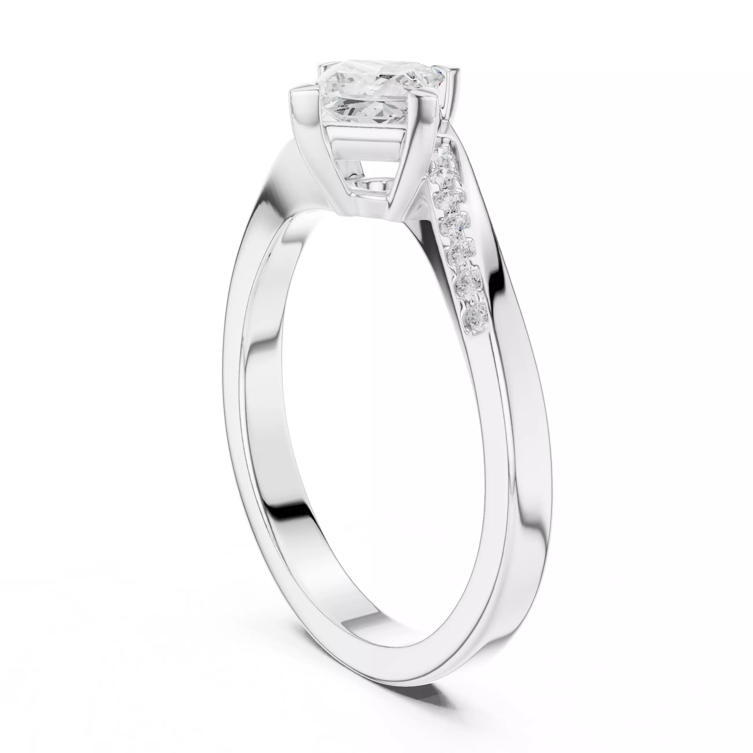 Princess Twisted Shank Solitaire Ring 3dm stl renders 3D print model_6