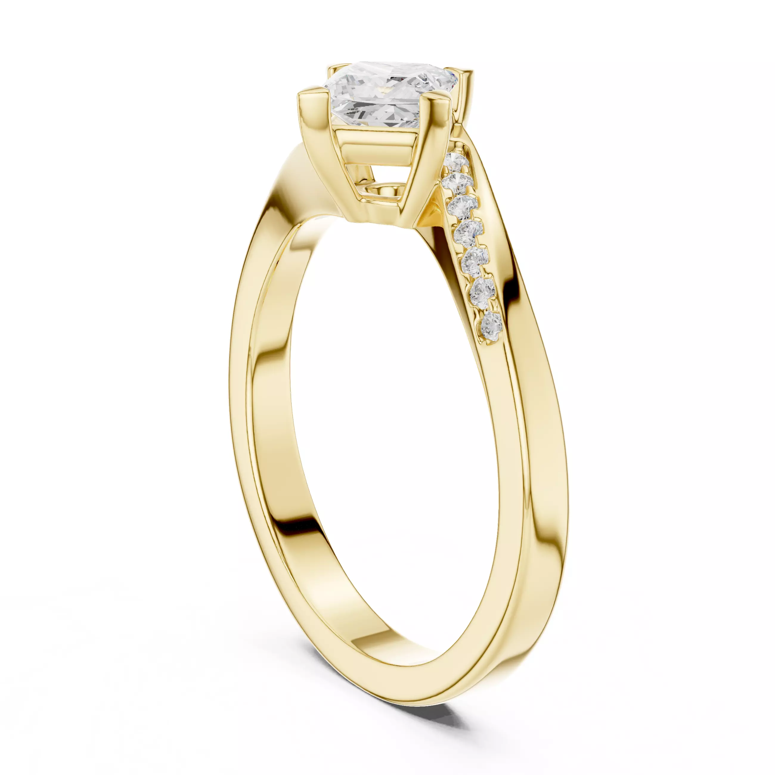 Princess Twisted Shank Solitaire Ring 3dm stl renders 3D print model_10