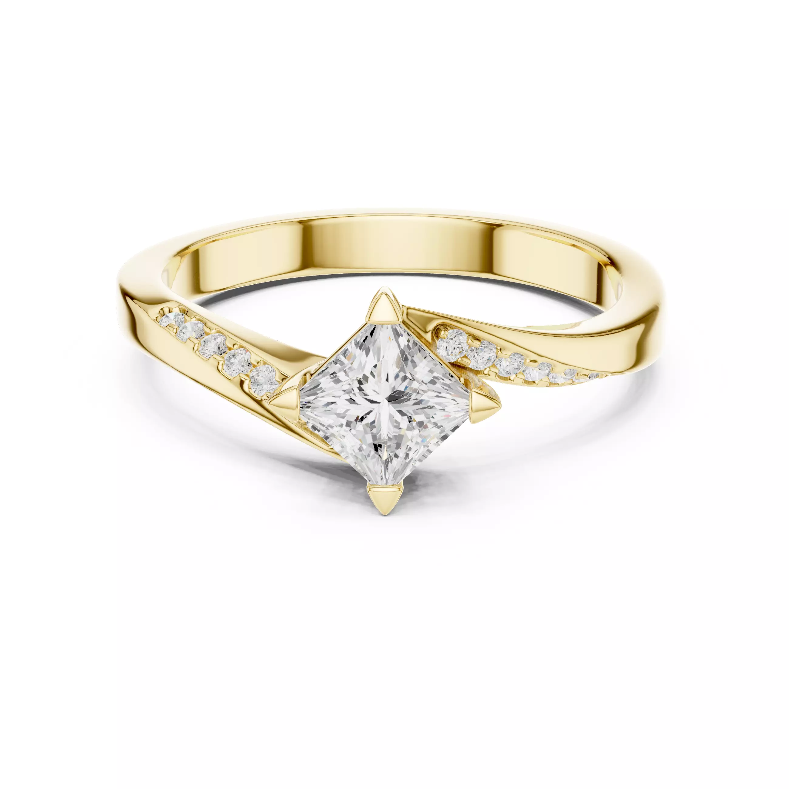 Princess Twisted Shank Solitaire Ring 3dm stl renders 3D print model_13