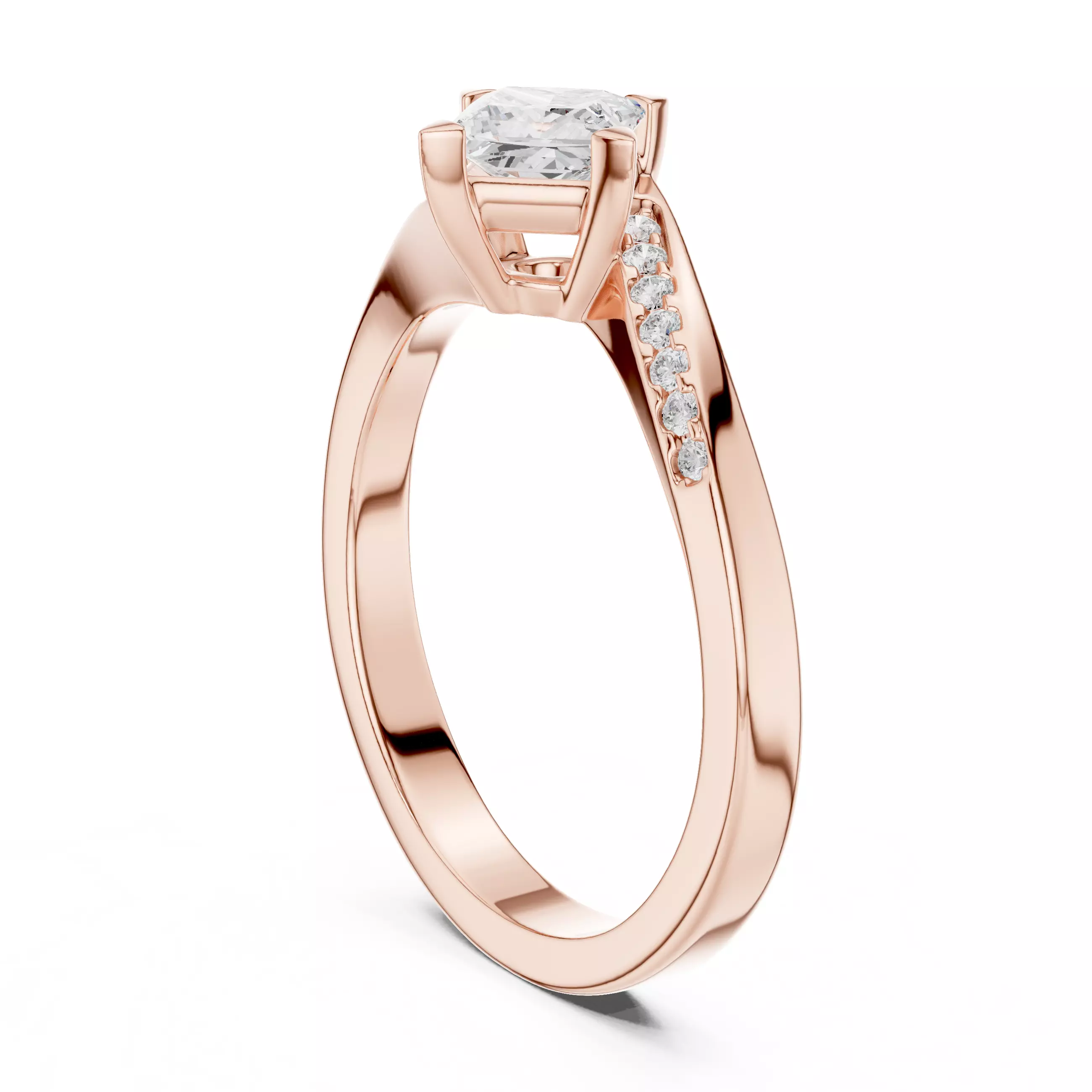 Princess Twisted Shank Solitaire Ring 3dm stl renders 3D print model_3