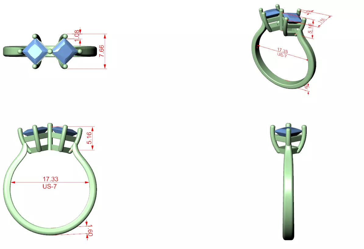 Princess Toi-et-Moi Solitaire Ring 3dm stl renders animation 3D print model_1
