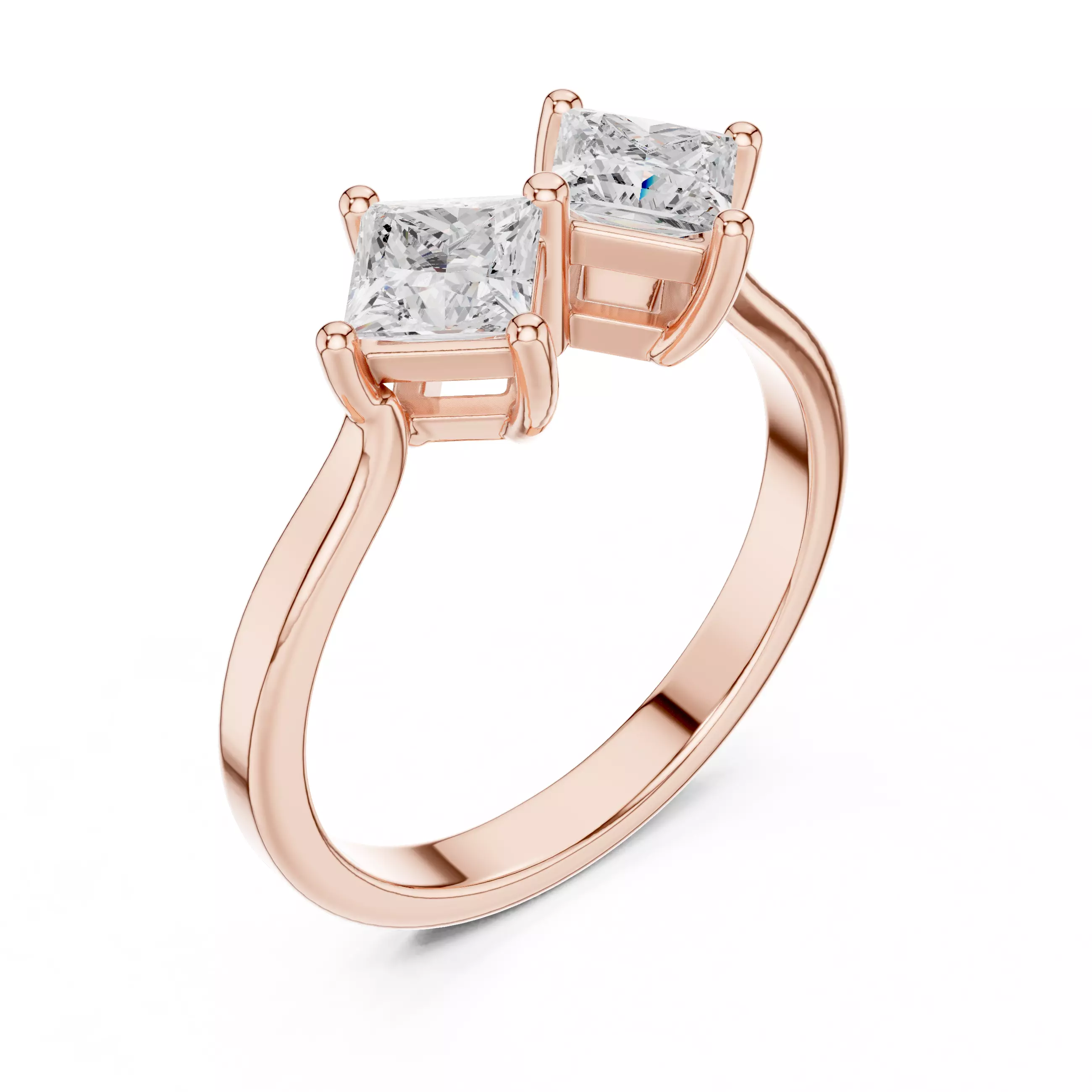 Princess Toi-et-Moi Solitaire Ring 3dm stl renders animation 3D print model_4