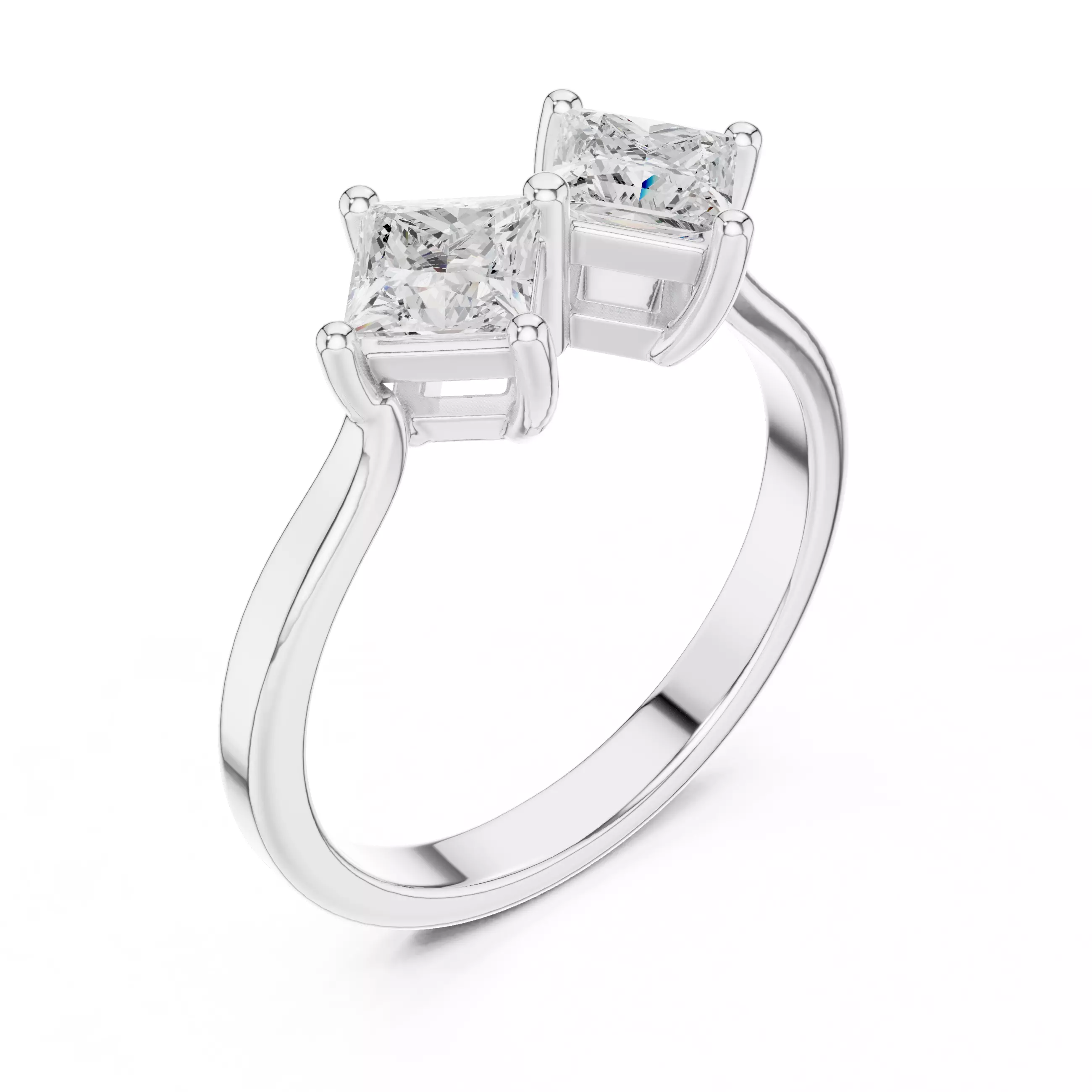 Princess Toi-et-Moi Solitaire Ring 3dm stl renders animation 3D print model_7